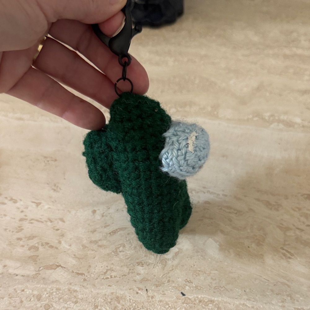 Among Us Green Crochet Keychain